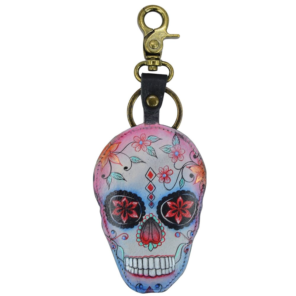 4409 K0018-cda Leather Keychain, Calaveras De Azucar, One Size US